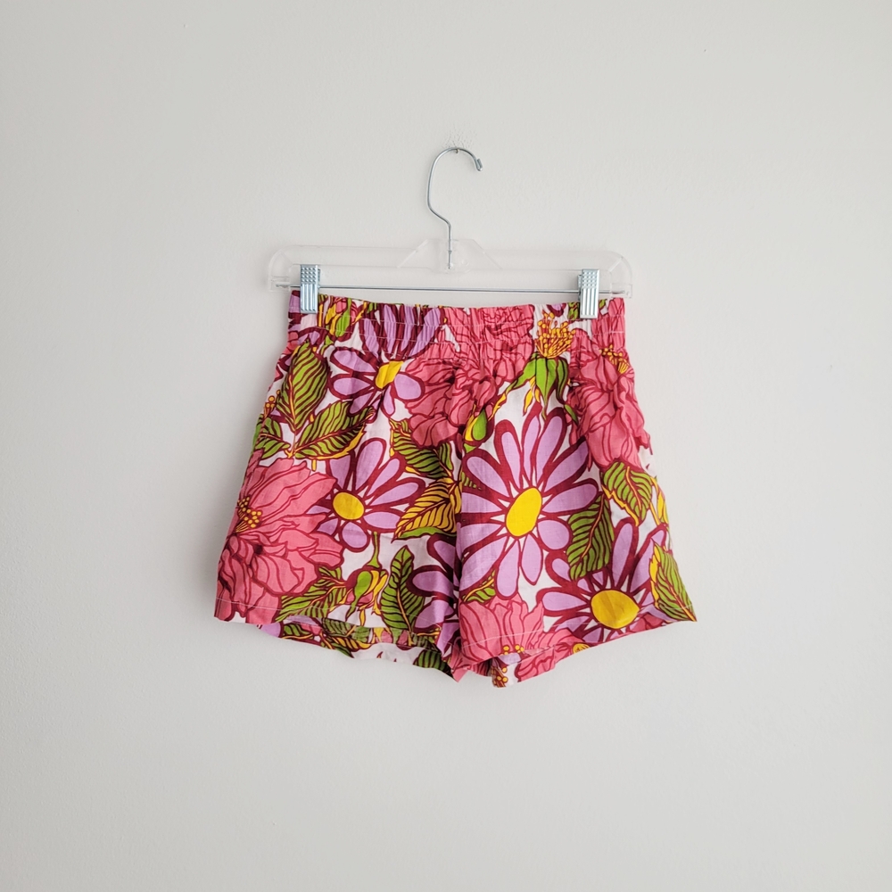 S/W/F Floral Pink Linen Shorts